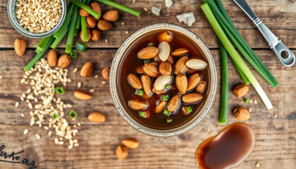 almonds with Asian dressing recipe almonds with Asian dressing recipe