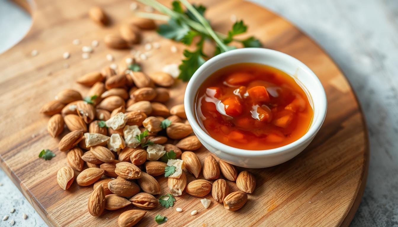 chopped almonds and asian sauce recipe