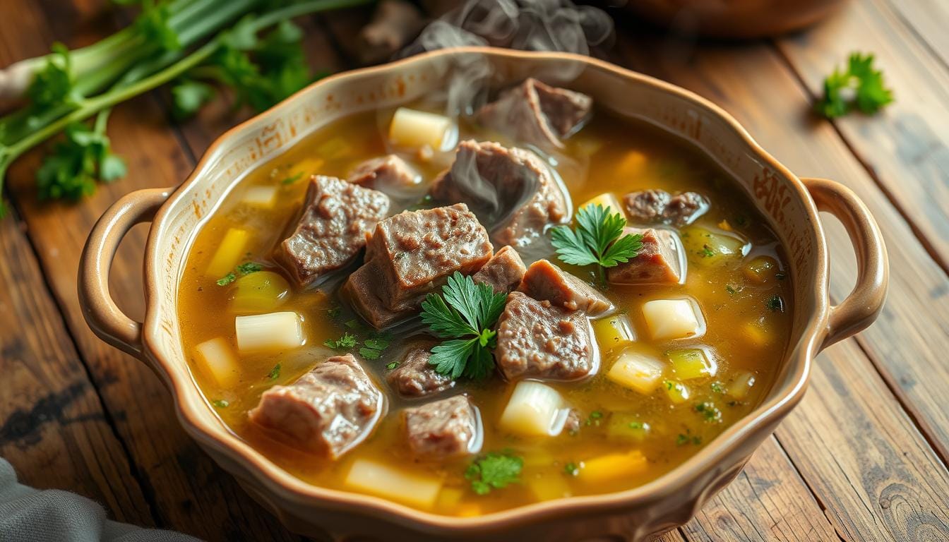 recipe for soup using leeks and beef