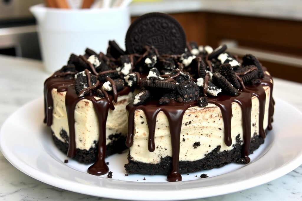 Oreo cheesecake with chocolate cookie crust Oreo cheesecake with chocolate cookie crust
