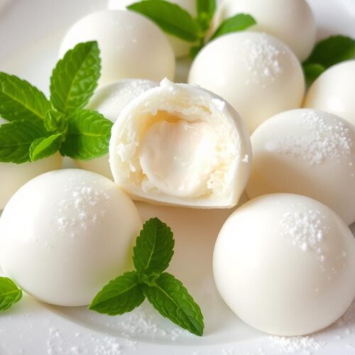 White Soft Spherical Dessert Filled Cream