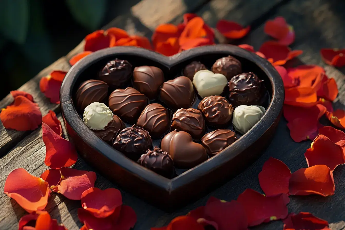 Heart-shaped box of Valentine chocolates