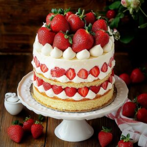 Fresh Strawberry Shortcake Layer Cake