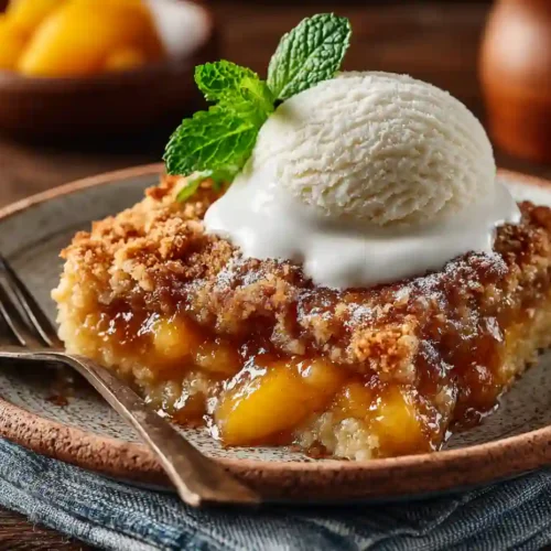 Healthy cobbler paired with peach sorbet