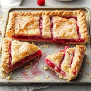 Raspberry Rhubarb Slab Pie