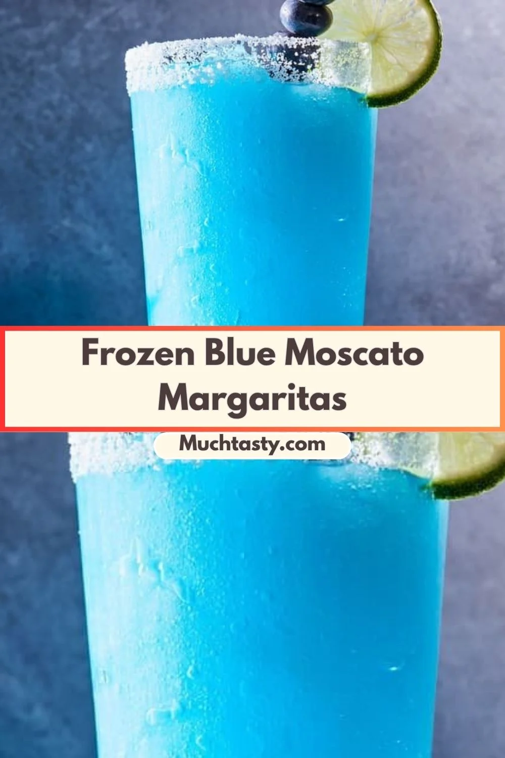 Refreshing Frozen Blue Moscato Margaritas in a glass with garnishes